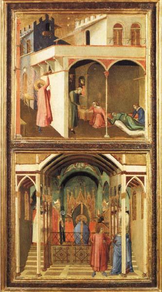 Ambrogio Lorenzetti St.Nicholas Offers Three Girls Their Dowry and St.Nicholas Is Elected Bishop of Mira oil painting image